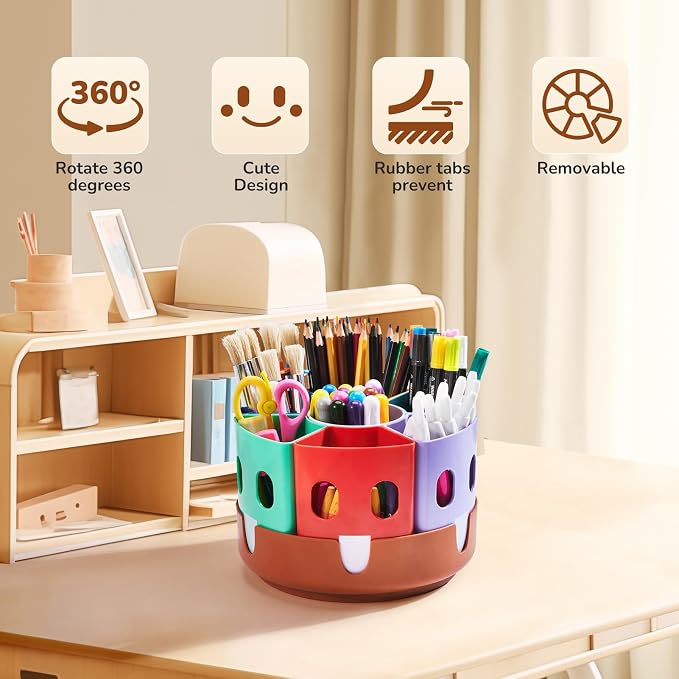 GAMENOTE Rotating Art Supply Storage Organizer, Lazy Susan Office School - Image 5
