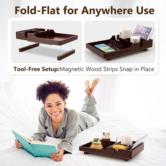 Sofa Insert Tray for Middle Seat, Bamboo Couch Table - Image 4