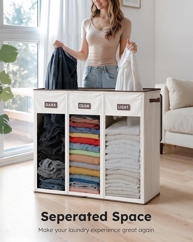 SOLEDI 200L 3-Section Laundry Hamper - Image 3