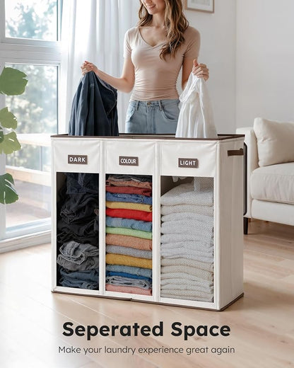 SOLEDI 200L 3-Section Laundry Hamper - Image 3