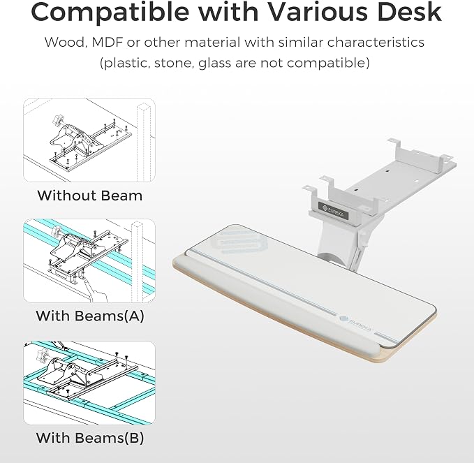 EUREKA ERGONOMIC Keyboard Tray Height Adjustable, Swivel Tilt Computer Keyboard - Image 8