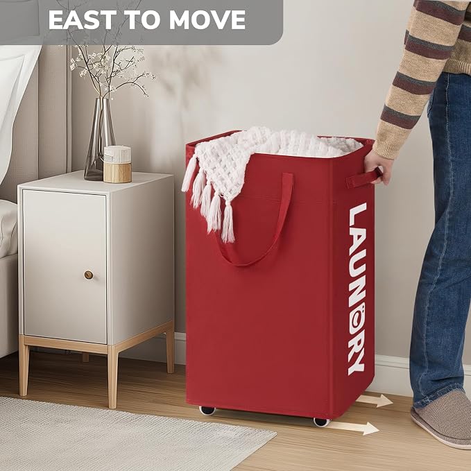 Goodpick Laundry Basket with Wheels, 75L Large Roolling Laundry Basket with - Image 5