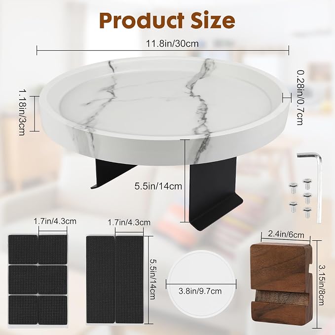Couch Tray, Adjustable Couch Table and Detachable Wooden Couch armrest Tray - Image 2