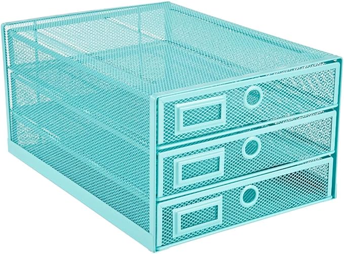 Annova Desk Organizer Wire Mesh 3 Tier Sliding Drawers Paper by LivingNecessities