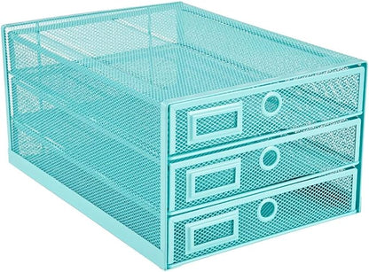Annova Desk Organizer Wire Mesh 3 Tier Sliding Drawers Paper by LivingNecessities