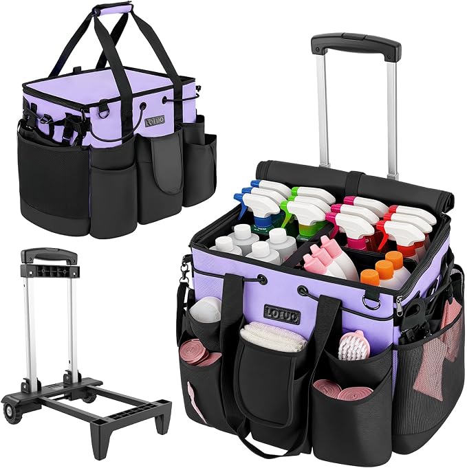 Large Cleaning Caddy for Cleaning Supplies Organizer, Rolling Cleaning Caddy by LOEUO
