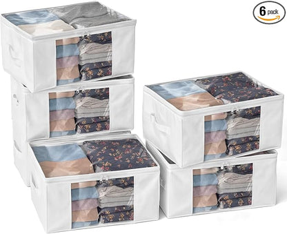 Clothes Storage Bags, Foldable Thick Fabric Blanket Storage Bags, Large Clear by Hopack