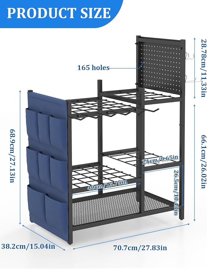 Garden Tool Organizer with Pegboard, Yard Tool Holder Standing - Image 2