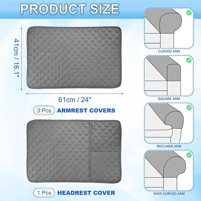 uxcell 4Pcs Sofa Armrest Covers, Armchair Covers - Image 2
