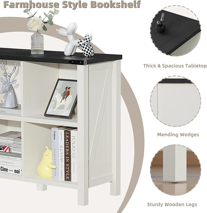 8 Cube Book Shelf, Farmhouse Wood Long Storage Organizer Bookcase, Kids Toy - Image 5