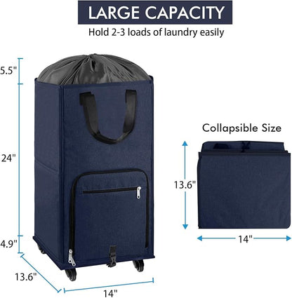 Bukere Large Rolling Laundry Basket, Laundry Hamper - Image 3
