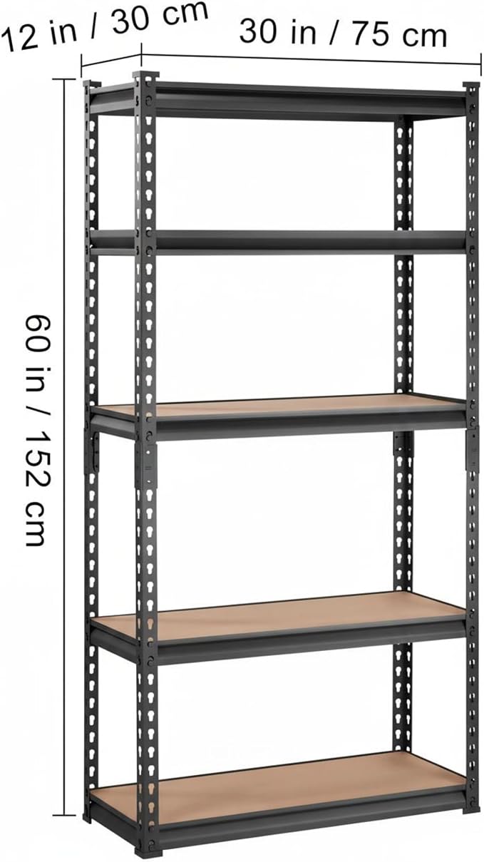 Storage Shelving Unit, 5-Tier Adjustable Metal Storage Shelves - Image 2