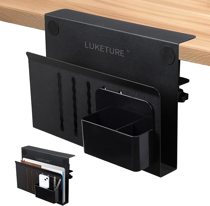 LUKETURE Desk Side Storage Laptop Holder No Drill Clamp On Organizer | Steel by LUKETURE