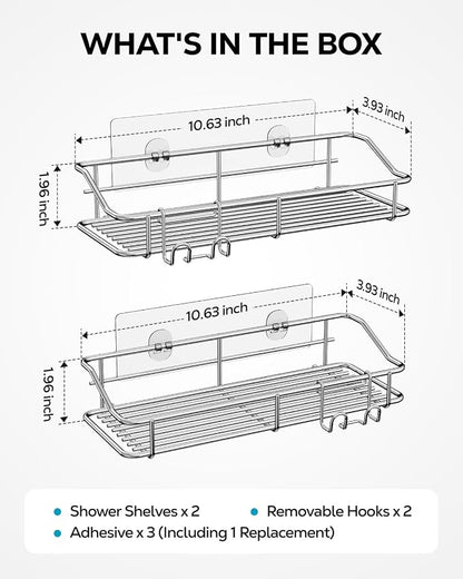 Nieifi Shower Caddy Shelf Storage Rack Adhesive Without Drilling Stainless Steel - Image 6