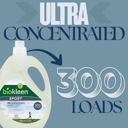 Biokleen Natural Sport 3X Concentrated Laundry Detergent, 300 Loads, Bio Active - Image 3