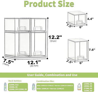 Baby Bottle Storage Organizer: Clear Stackable Storage Drawers, Acrylic Bottles - Image 2