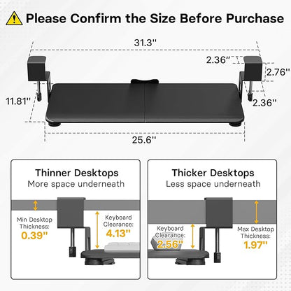 BONTEC KMT01 Under Desk Keyboard Tray, Pull-Out Keyboard & Mouse Platform - Image 2