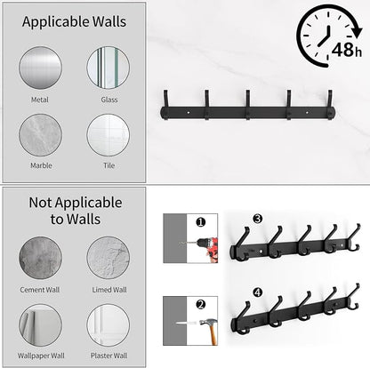 2 Pack Coat Rack Wall Mount, 17.3 in Wall Hooks - Image 4