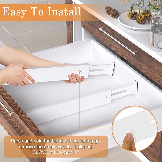 Bamboo Drawer Dividers, 17-22" Adjustable Kitchen Drawer Organizer - Image 6