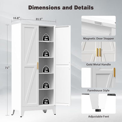 71" Tall Metal Pantry Cabinet, Kitchen Storage Cabinet - Image 2