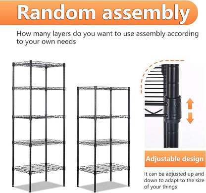 BestOffice | 5-Tier Wire Shelf | 17" x 12" x 48" | Black | Storage Shelves - Image 6