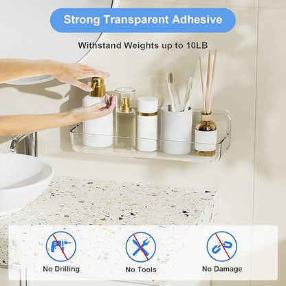 Diesisa Acrylic Wall Mounted Shower Caddy, Adhesive Bathroom Shelves | 4D" x - Image 6