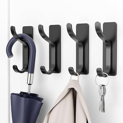 Adhesive Wall Hooks for Hanging: 2-Pack Coat Hooks for Towel, Stick On Hangers - Image 2