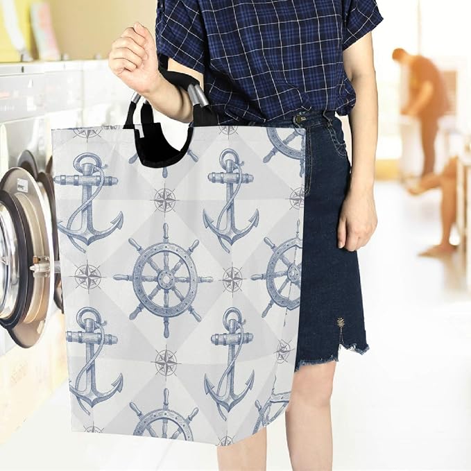 Anchor and Rudder Grey Large Laundry Hamper - Image 6