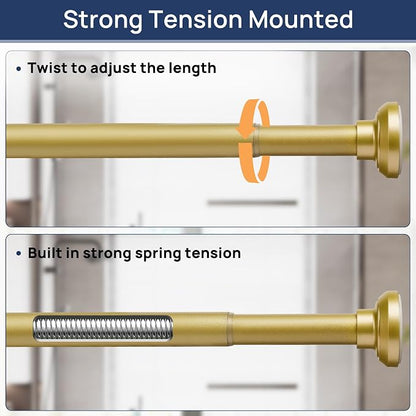 ENJOYBASICS 1" Gold Shower Curtain Rod, 30-52" Adjustable, Secure Tension | - Image 3