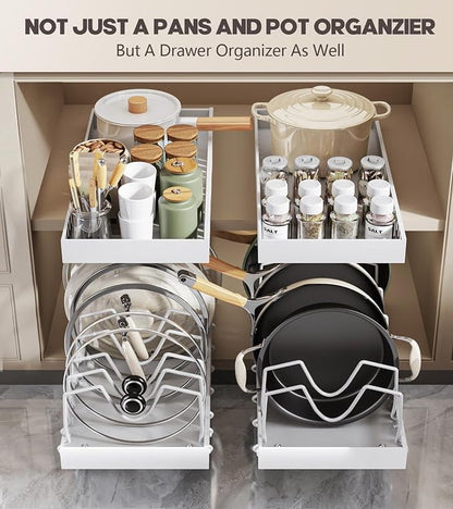 Pull Out Pots and Pans Organizer Under Cabinet, Sliding Lid Holder and Pan Rack - Image 5
