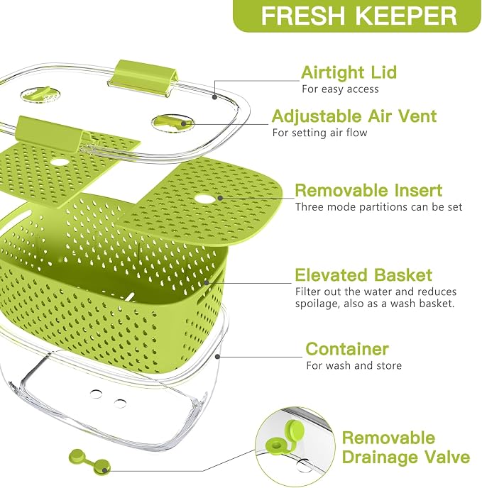 LUXEAR Fresh Produce Vegetable Fruit Storage Containers 3Piece Set, BPA-free - Image 6
