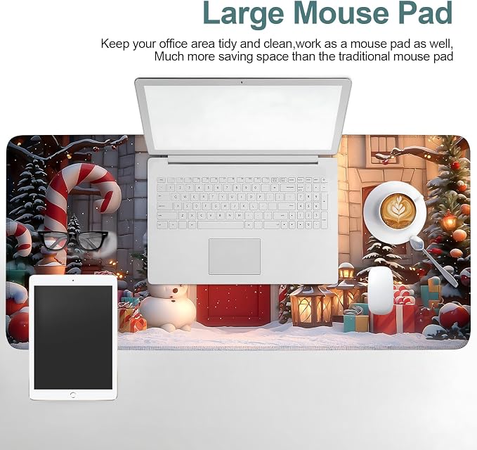Christmas Scene Gaming Mouse Pad 35.4"x15.7"Desk Mat Anti-Slip Rubber Base & - Image 6