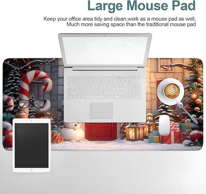 Christmas Scene Gaming Mouse Pad 35.4"x15.7"Desk Mat Anti-Slip Rubber Base & - Image 6