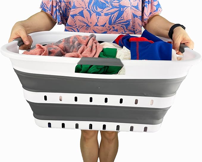 SAMMART Collapsible Plastic Rectangular Laundry Basket - Image 5
