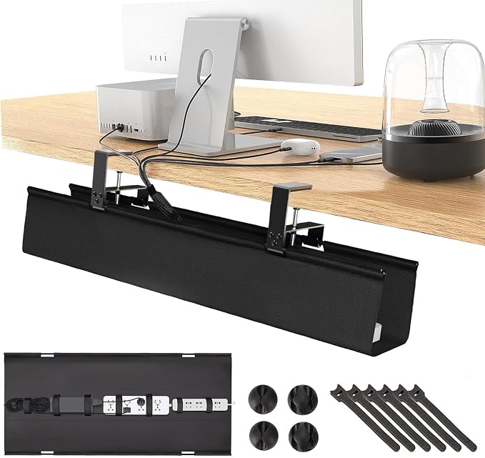 No Drill Under Desk Cable Management Tray, Clamp/Screw Mount Desk Cable by FTKINGDER