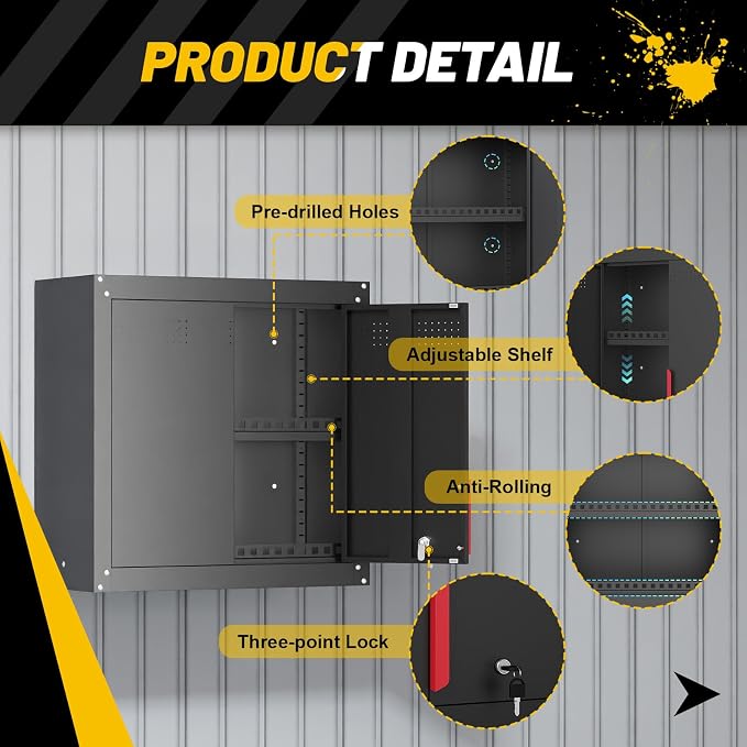 Metal Wall Cabinet, Wall Mounted Garage Storage Cabinet - Image 6