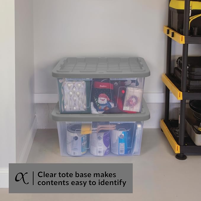 CX BLACK & YELLOW, 27-Gallon Heavy Duty Clear Storage Container & Snap-Tight Lid - Image 3