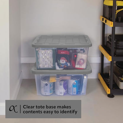 CX BLACK & YELLOW, 27-Gallon Heavy Duty Clear Storage Container & Snap-Tight Lid - Image 3