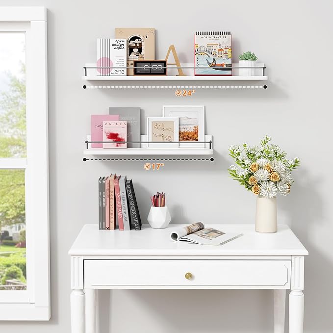 Forbena Floating Shelves for Wall 24 Inches Long, Modern White Wall Shelving - Image 2