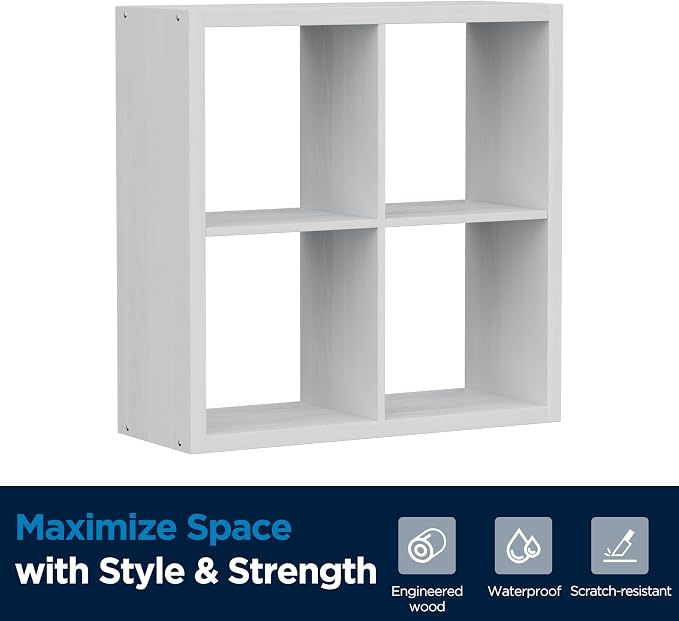 4 Cube Storage Organizer, 2x2 Cube Bookshelf, Cubby Storage Shelf, Wooden - Image 8