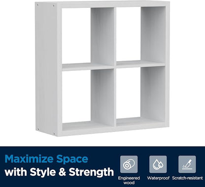 4 Cube Storage Organizer, 2x2 Cube Bookshelf, Cubby Storage Shelf, Wooden - Image 8