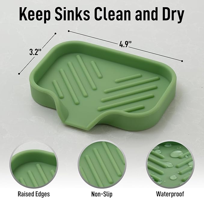 Zulay Kitchen Small Silicone Sponge Holder – Space-Saving Sink Organizer Tray - Image 4