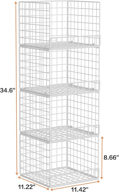 4-Tier Stackable Closet Organizers and Storage Baskets, Closet Shelf Organizer - Image 9