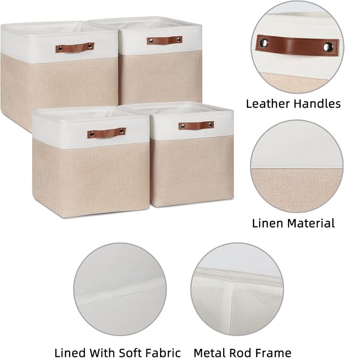 HNZIGE Set of 4 Fabric Storage Baskets, Large Baskets - Image 2