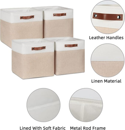 HNZIGE Set of 4 Fabric Storage Baskets, Large Baskets - Image 2