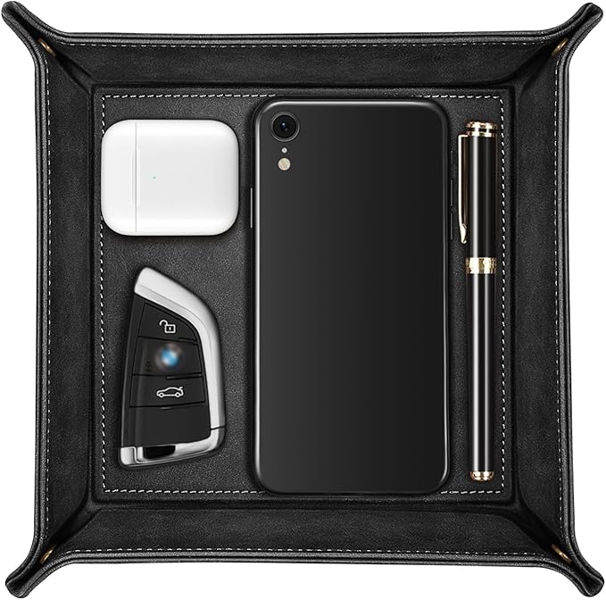 SITHON Valet Tray Desktop Storage Organizer – Premium PU Leather Catchall by SITHON