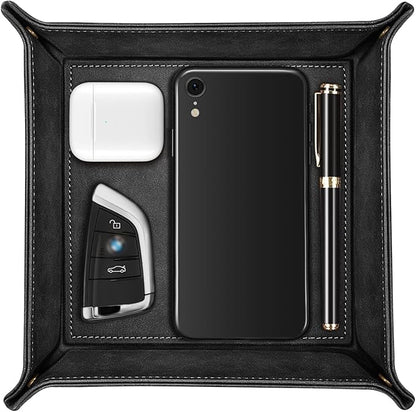 SITHON Valet Tray Desktop Storage Organizer – Premium PU Leather Catchall by SITHON