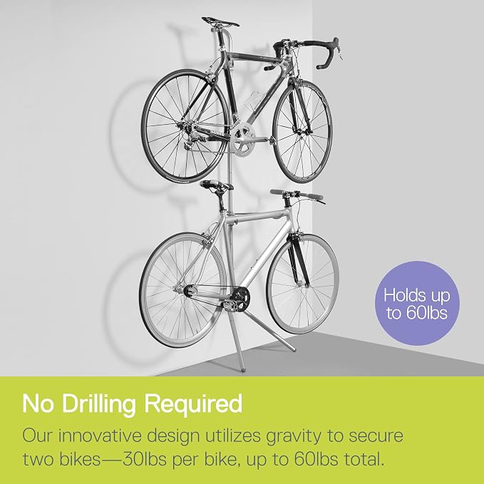 Delta Cycle Two Bike Gravity Pole Stand Garage, 2 Bike Storage Rack, No - Image 4