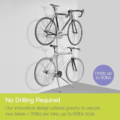 Delta Cycle Two Bike Gravity Pole Stand Garage, 2 Bike Storage Rack, No - Image 4