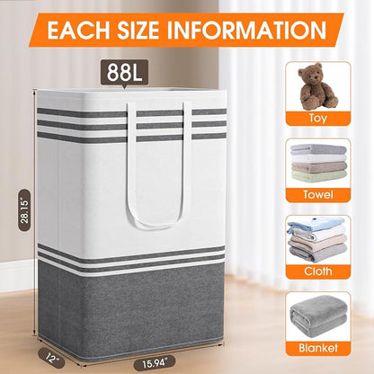 2 Pack Large Home Laundry Basket, Laundry Hamper, Freestanding Waterproof Dirty - Image 2
